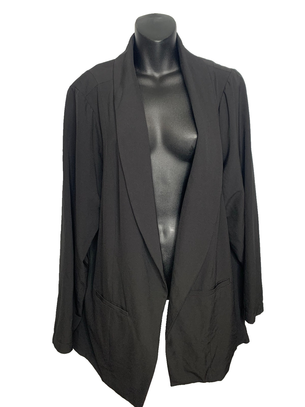 Torrid Womens Size 3 (22-24) Black Long Sleeve Open Blazer Jacket w Faux Pockets